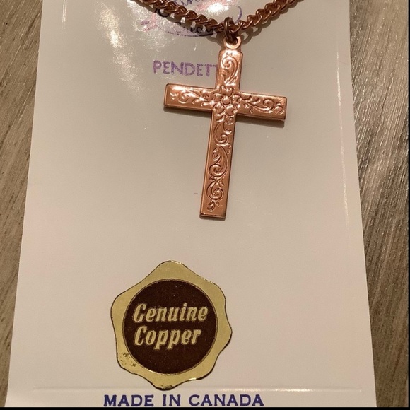 New vintage Copper cross pendette - Picture 4 of 6